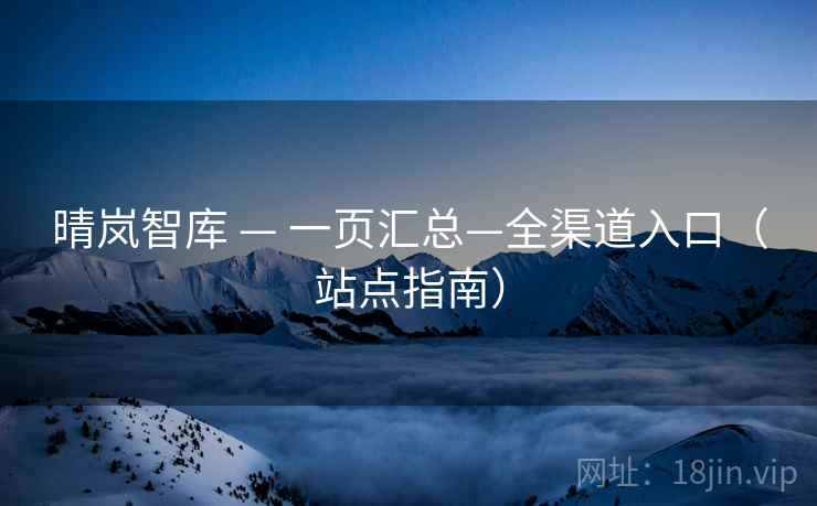 晴岚智库 — 一页汇总—全渠道入口（站点指南）